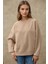 Kadın Oversize Bisiklet Yaka Basic Sweatshirt Natural 6