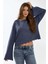 Kadın Oversize Kol ve Etek Ucu Detaylı Uzun Kollu Tişört Lacivert 2