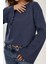 Kadın Oversize Kol ve Etek Ucu Detaylı Uzun Kollu Tişört Lacivert 3