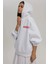 Kadın Oversize Baskılı Kapüşonlu Sweatshirt White 2