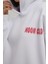 Kadın Oversize Baskılı Kapüşonlu Sweatshirt White 4