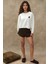 Kadın İşlemeli Rahat Kesim Pamuklu Sweatshirt White 3