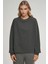 Kadın Oversize Bisiklet Yaka Basic Sweatshirt Arduvaz Grisi 5