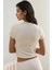 Kadın Slim Fit Triko Crop Bluz Natural 4