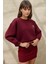Kadın İşlemeli Rahat Kesim Pamuklu Sweatshirt Red 4