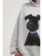 Kadın Oversize Baskılı Kapüşonlu Sweatshirt Gri 4