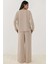 Kadın Yumuşak Dokulu Rahat Kesim Örme Pijama Takımı Natural 3