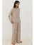 Kadın Yumuşak Dokulu Rahat Kesim Örme Pijama Takımı Natural 5