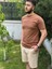 Regular Fit Bisiklet Yaka %100 Pamuk Kısa Kol Unisex Basic Kahve Tişört 1