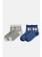 Gri Melanj-Lacivert Erkek Çocuk 2'li Soket Çorap 1