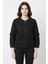 Siyah Pul İşlemeli Cepli Fermuarlı Kadın Hırka 2447 1