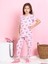 Minykids Unicorn Desenli Fitilli Kumaş Pembe Pijama Takımı 1