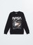 Lcw Kids Siyah Bisiklet Yaka Baskılı Uzun Kollu Erkek Çocuk Sweatshirt 1