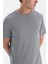 Gri Kısa Kollu Bisiklet Yaka Modal Tişört 5