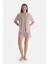 Açık Pembe Metraj Baskılı Penye Modal Gömlek Şort Pijama Takımı 4