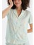 Açık Yeşil Çiçek Baskılı Penye Modal Gömlek Şort Pijama Takımı 4