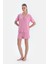 Pembe Biye ve Nakış Detaylı Viskon Gömlek Şort Pijama Takımı 1