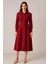 Kadın Bordo Cepli Midi Gömlek Elbise 1