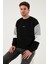 Pamuklu Relaxed Fit Bisiklet Yaka Şardonlu Renk Bloklu Sweat Erkek Sweat 5905298T 1