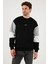 Pamuklu Relaxed Fit Bisiklet Yaka Şardonlu Renk Bloklu Sweat Erkek Sweat 5905298T 4