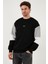 Pamuklu Relaxed Fit Bisiklet Yaka Şardonlu Renk Bloklu Sweat Erkek Sweat 5905298T 5