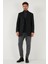 Slim Fit Apaş Yaka Astarlı Kaşe Kaban Erkek Kaban 584K1217 2