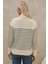 Kadın Düğmeli Yaka Örgü Kazak Bej Doğal 4