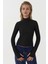 Kadın Fermuarlı Uzun Kollu Polo Aktif Üst Siyah 5