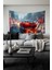 Kırmızı Spor Araba Desenli Duvar Halısı Duvar Örtüsü Tapestry Süet Dokulu Kumaş 1