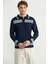 Polo Yaka Kilim Motifli Triko Kazak - Lacivert 1