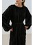 Piliseli Şifon Elbise Siyah 4