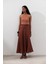 Keten Dikiş Detaylı Etek Bakır 2