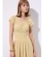 Müslin Büzgülü Elbise Sarı 5