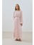 Piliseli Şifon Elbise Pudra 1