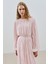 Piliseli Şifon Elbise Pudra 3