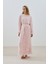 Piliseli Şifon Elbise Pudra 5