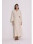 Dokulu Kruvaze Kapamalı Elbise Natural 1