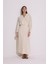 Dokulu Kruvaze Kapamalı Elbise Natural 2