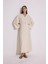 Dokulu Kruvaze Kapamalı Elbise Natural 4