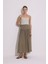 Modal Büzgülü Uzun Etek Haki 1