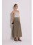 Modal Büzgülü Uzun Etek Haki 2