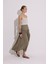 Modal Büzgülü Uzun Etek Haki 3