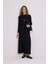 Dökümlü Uzun Kol Elbise Siyah 2