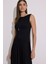 Kolsuz Dökümlü Elbise Siyah 3