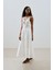 Dokulu Işlemeli Katlı Uzun Etek Ekru 3