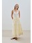 Dokulu Işlemeli Katlı Uzun Etek Sarı 4