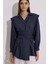 Bağlama Detaylı Kruvaze Gömlek Lacivert 1