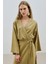 Dokulu Kruvaze Kapamalı Elbise Haki 4