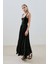 Uzun Büzgülü Şifon Etek Siyah 4