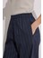Çizgili Beli Lastikli Pantolon Lacivert 6